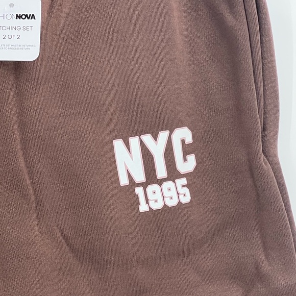 Fashion nova NY Baby Fleece Jogger Set - Brown new large - Picture 6 of 11